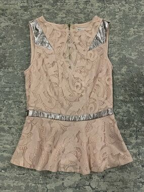 Dusty Rose Pink Lace Peplum